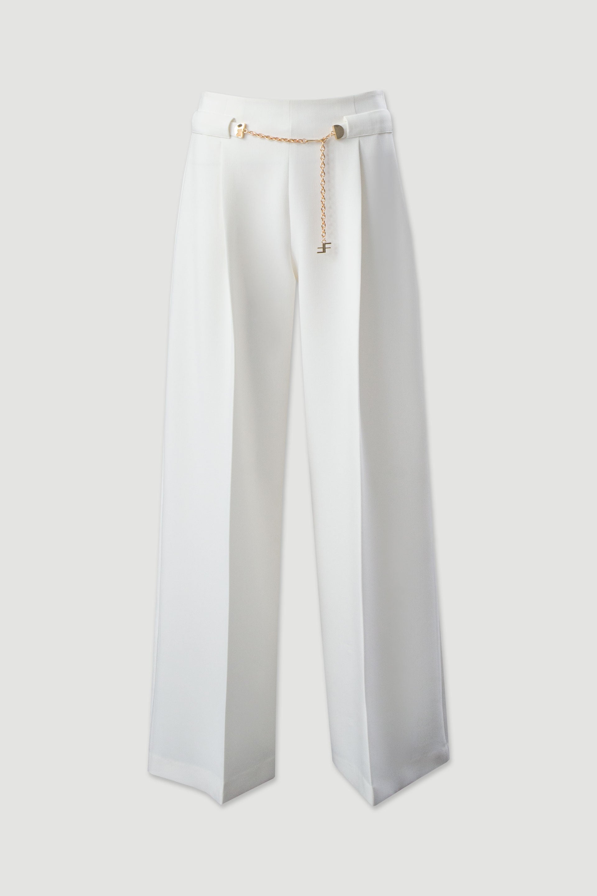 CALÇA FERRACHE WIDE LEG COM CINTO METÁLICO - Carla Valente