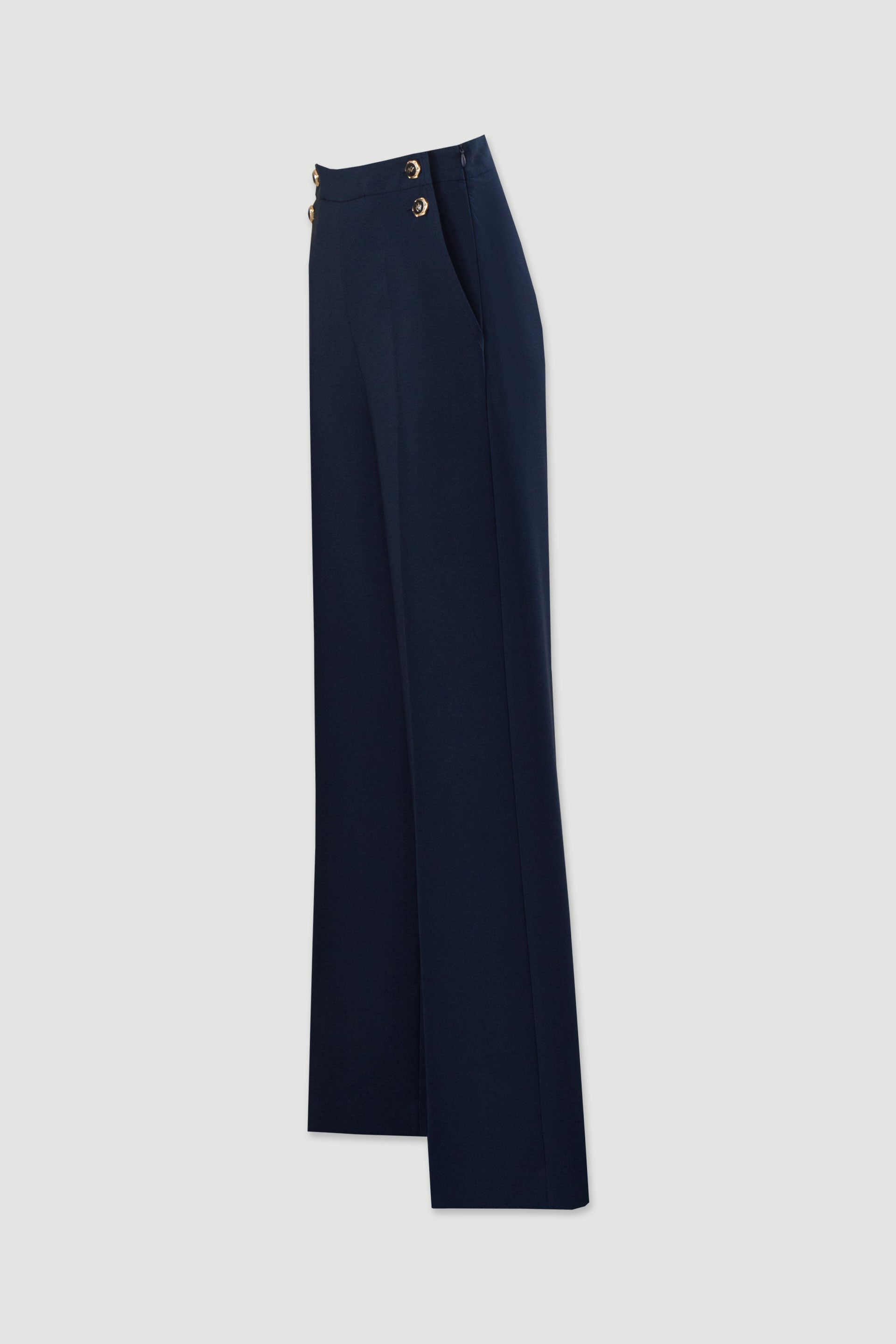 CALÇA FERRACHE WIDE LEG COM DETALHE BOTÃO PERSONALIZADO - Carla Valente