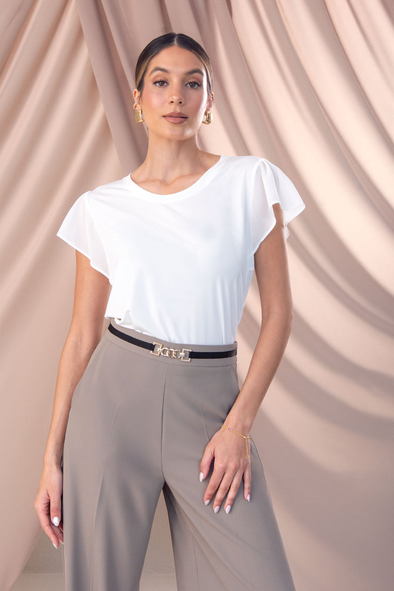 BLUSA FERRACHE COM FOLHO NA MANGA EM TECIDO - Carla Valente