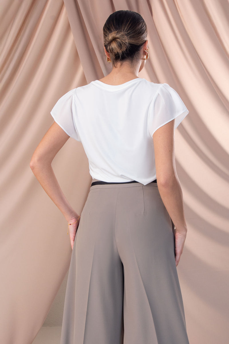 BLUSA FERRACHE COM FOLHO NA MANGA EM TECIDO - Carla Valente