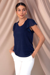 BLUSA FERRACHE COM FOLHO NA MANGA EM TECIDO - Carla Valente