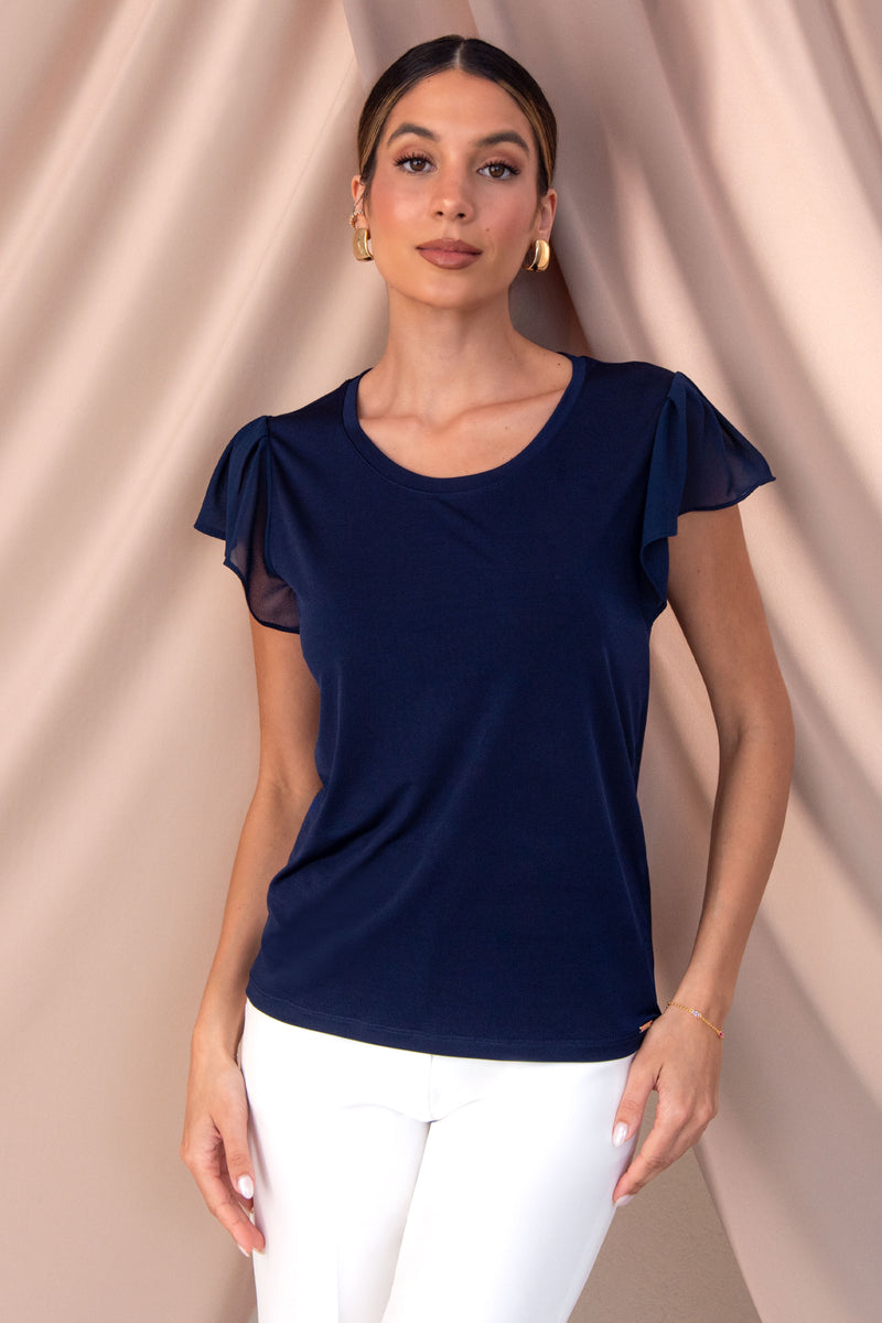 BLUSA FERRACHE COM FOLHO NA MANGA EM TECIDO - Carla Valente