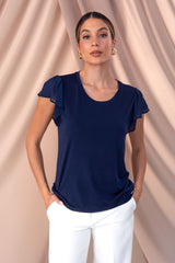 BLUSA FERRACHE COM FOLHO NA MANGA EM TECIDO - Carla Valente