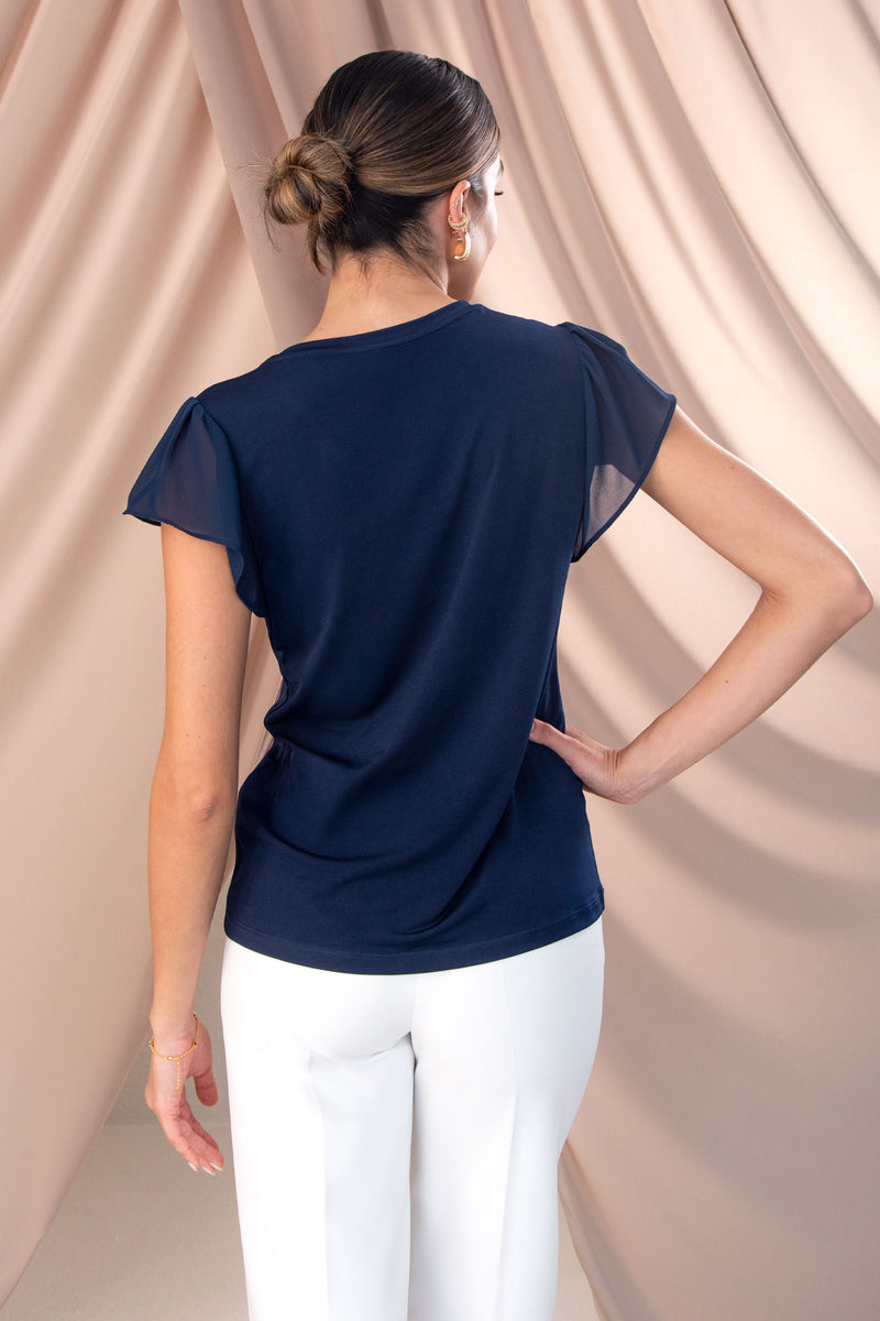 BLUSA FERRACHE COM FOLHO NA MANGA EM TECIDO - Carla Valente