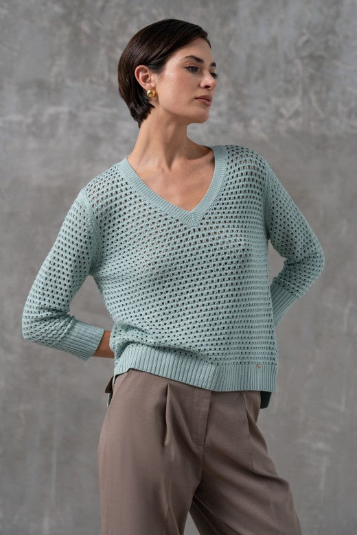 CAMISOLA FERRACHE DE MALHA PERFURDA ASSIMÉTRICA - Carla Valente