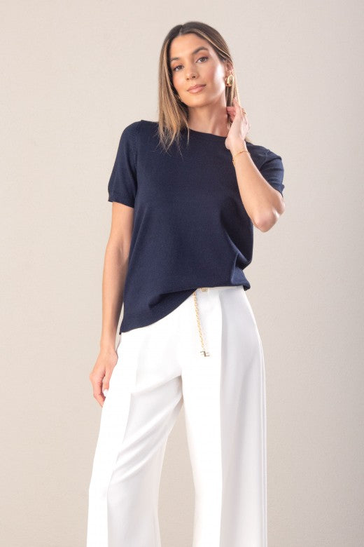 CAMISOLA FERRACHE DE MALHA MANGA CURTA VISCOSE - Carla Valente