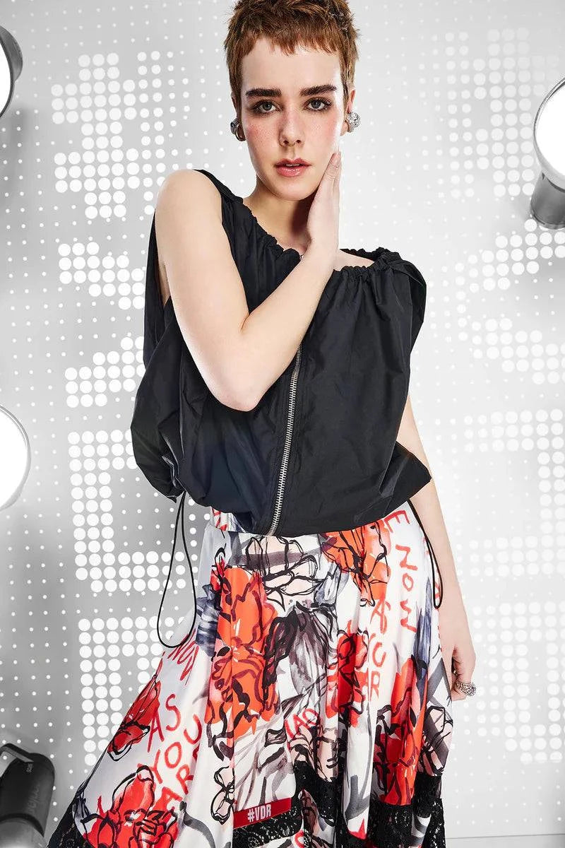 BLUSA VDR ACETINADA COM ZIP FRONTAL - Carla Valente