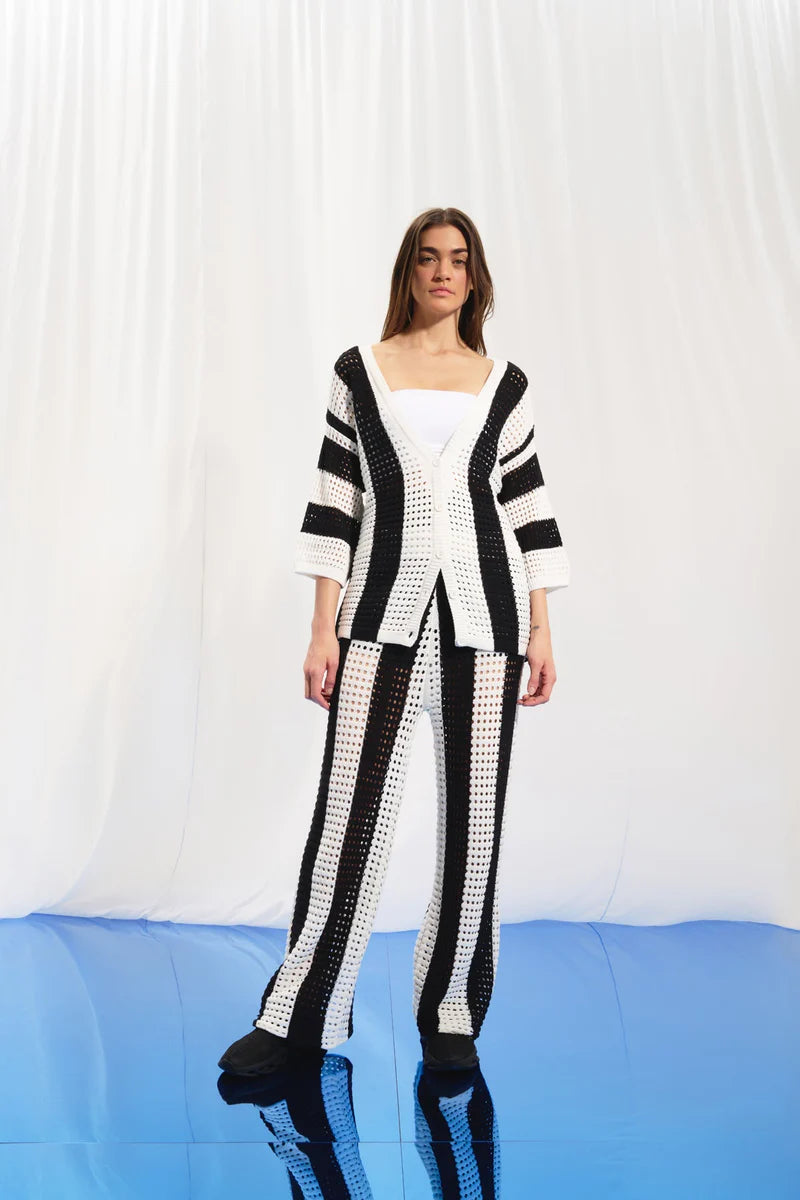 CALÇA VDR DE MALHA CONTRASTE PRETO E BRANCO - Carla Valente