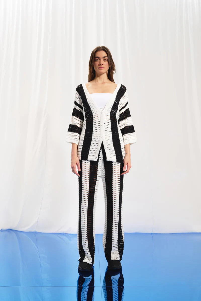 CALÇA VDR DE MALHA CONTRASTE PRETO E BRANCO - Carla Valente