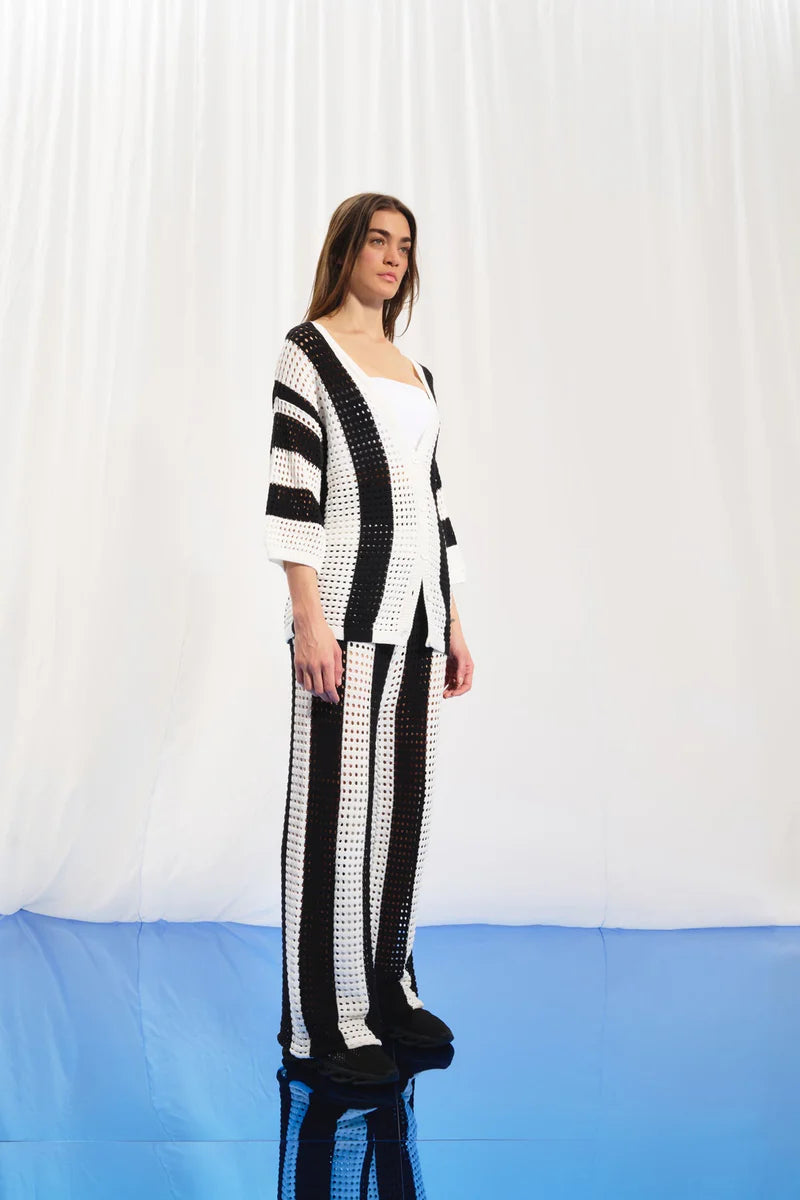 CALÇA VDR DE MALHA CONTRASTE PRETO E BRANCO - Carla Valente