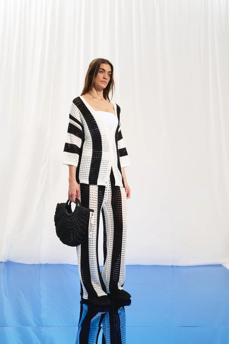 CALÇA VDR DE MALHA CONTRASTE PRETO E BRANCO - Carla Valente