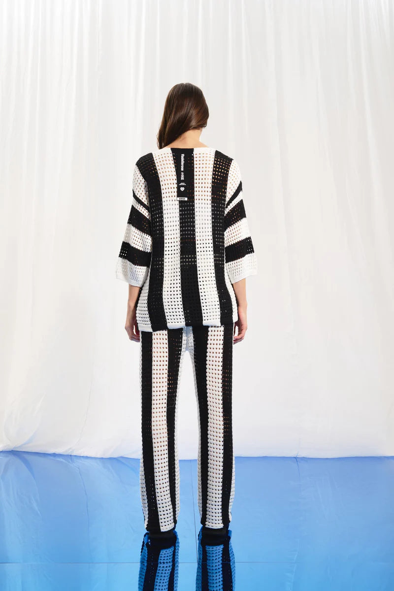 CALÇA VDR DE MALHA CONTRASTE PRETO E BRANCO - Carla Valente