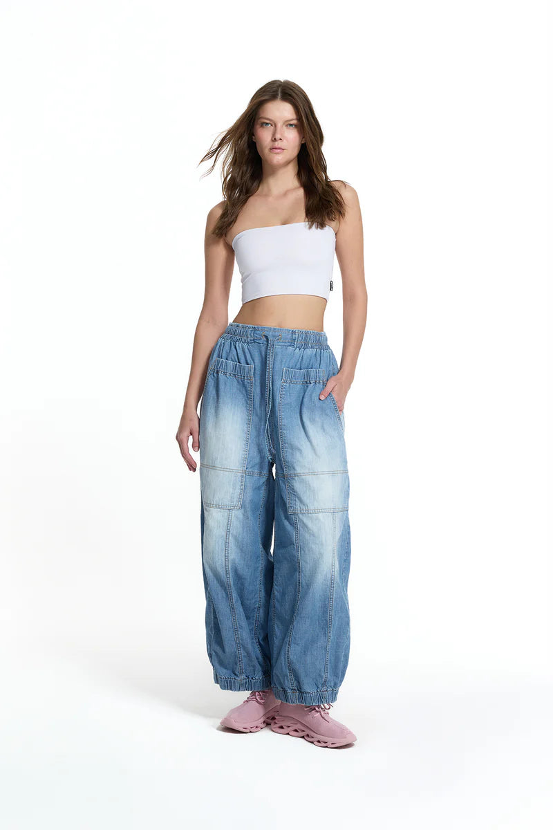 CALÇAS VDR BALLOON JEANS BOLSO FRONTAL ELÁSTICO NA CINTA - Carla Valente