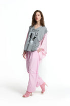 T-SHIRT VDR DECOTE EM V 17 FLORIDO COM MANGA AS RISCAS - Carla Valente