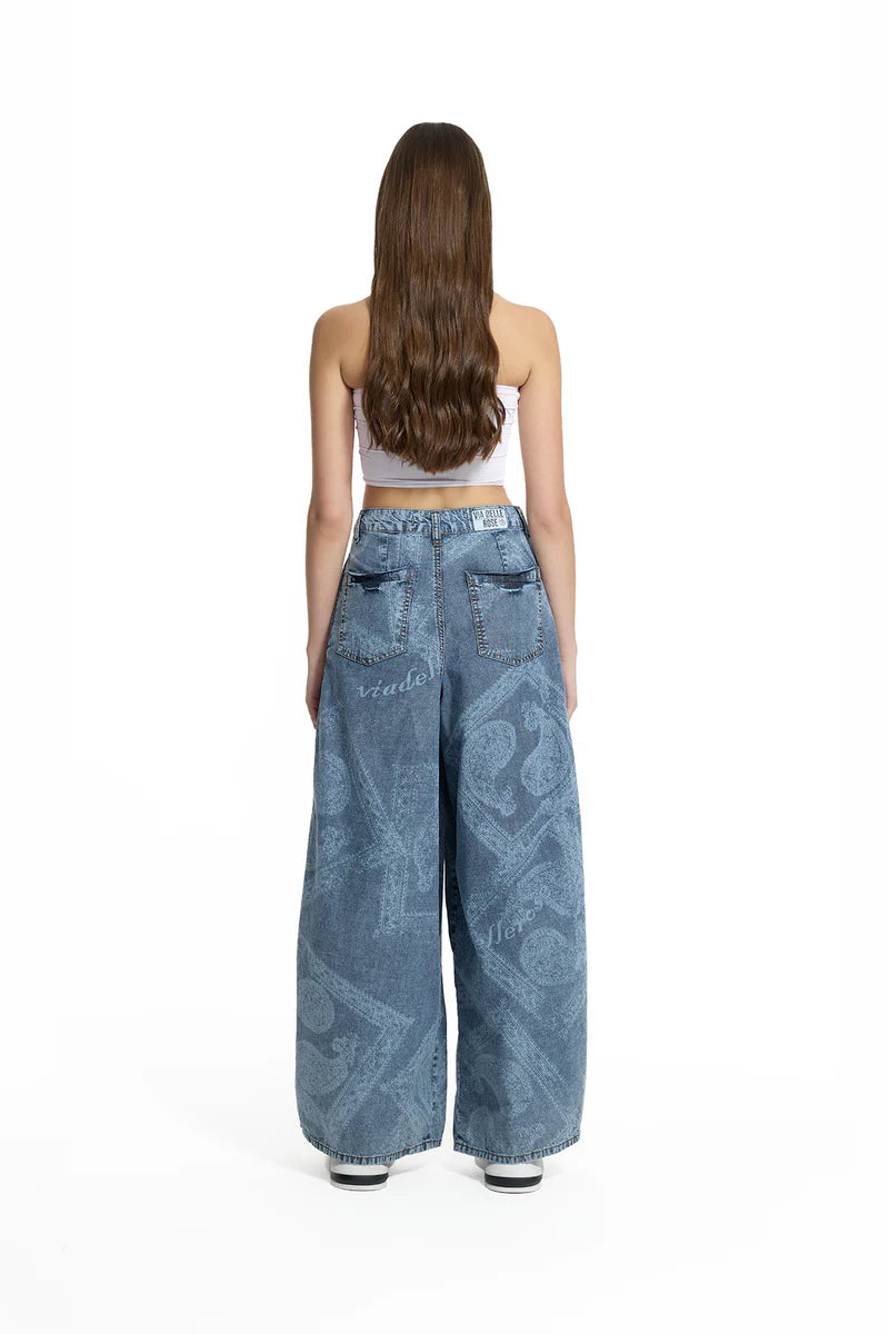 CALÇAS VDR WIDE LEG ESTAMPADA COM PINÇAS - Carla Valente