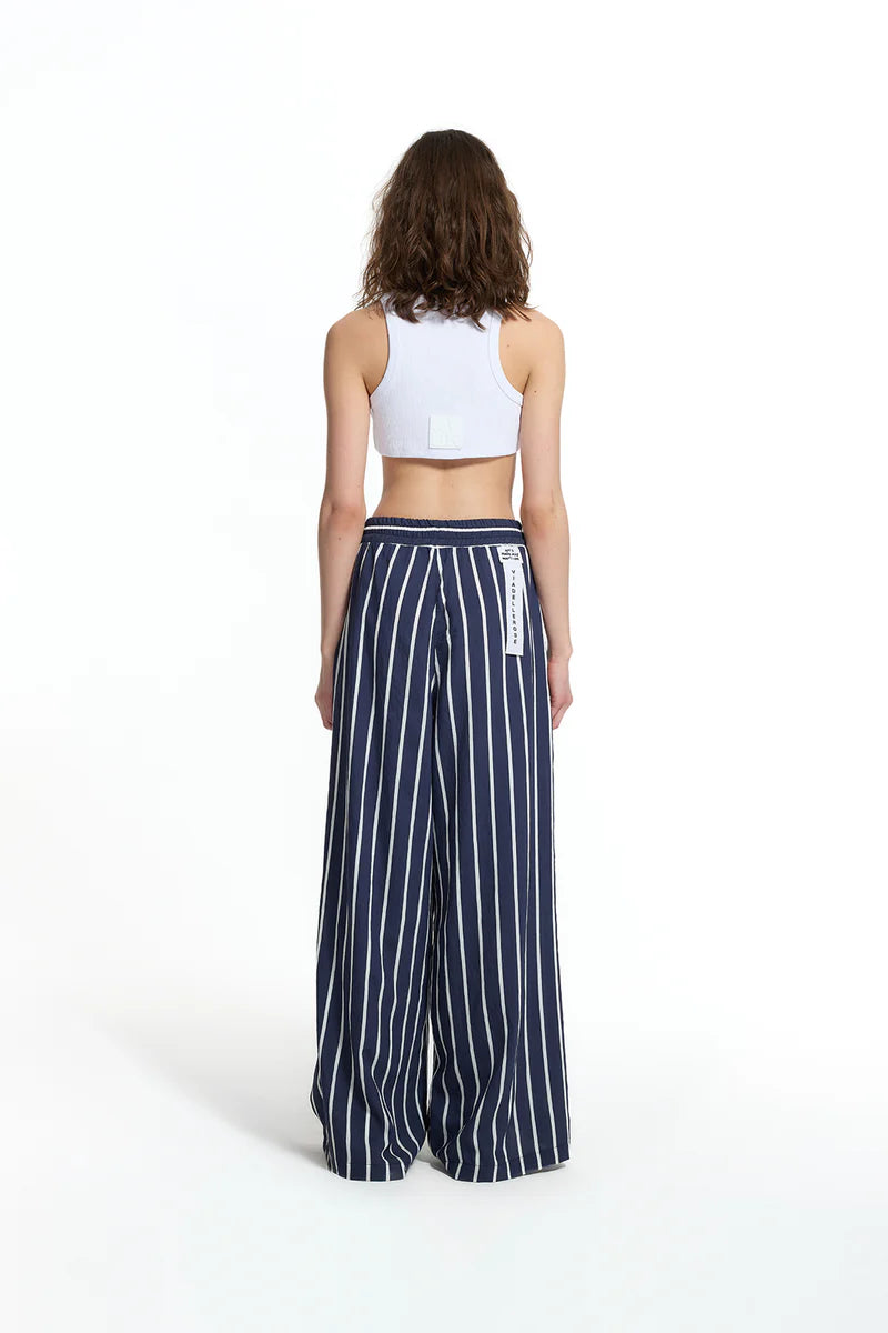 CALÇAS VDR WIDE LEG RISCAS CINTA COM ELÁSTICO COM CORDÃO - Carla Valente