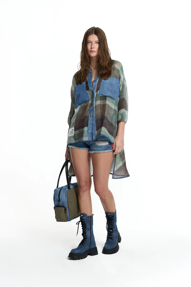 CAMISA VDR AO XADREZ BOLSO EM GANGA - Carla Valente