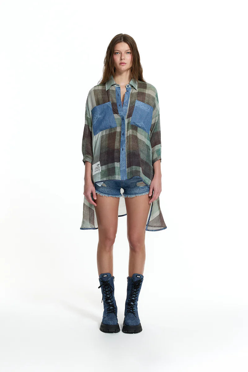 CAMISA VDR AO XADREZ BOLSO EM GANGA - Carla Valente