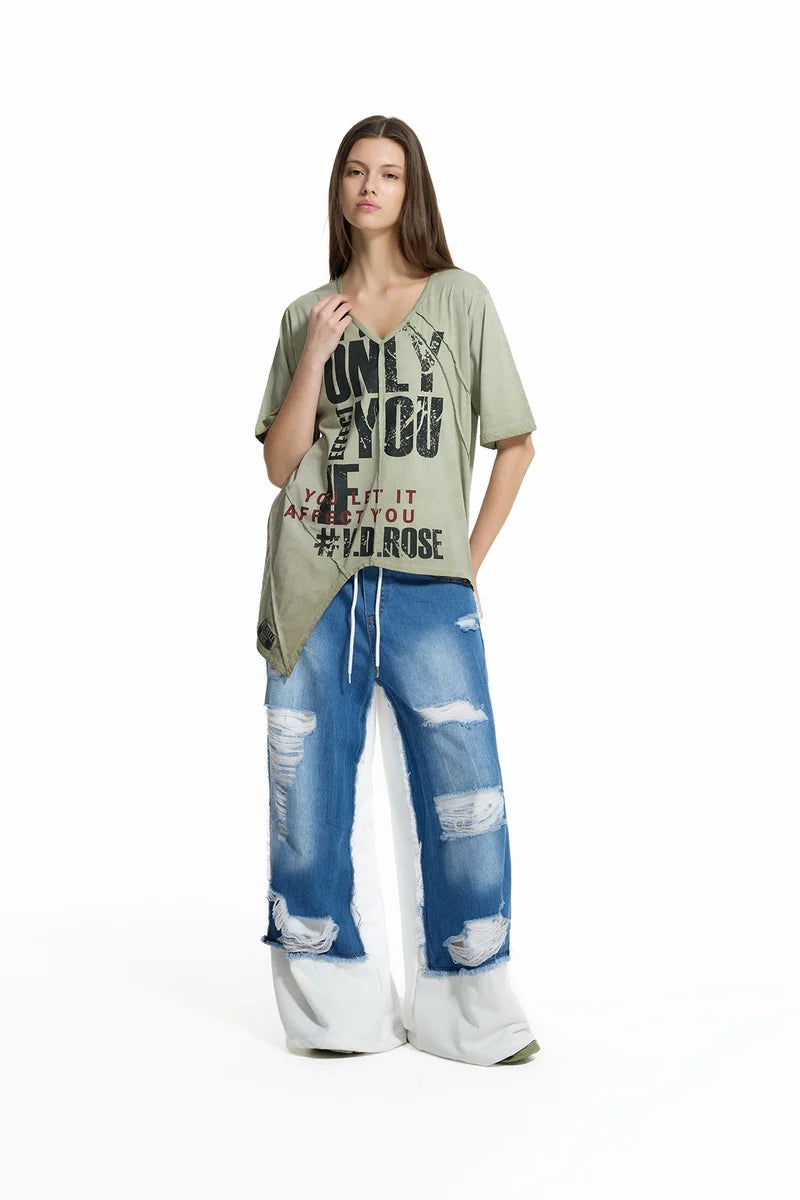 T-SHIRT VDR ASSIMÉTRICA ESTAMPA GRÁFICA
