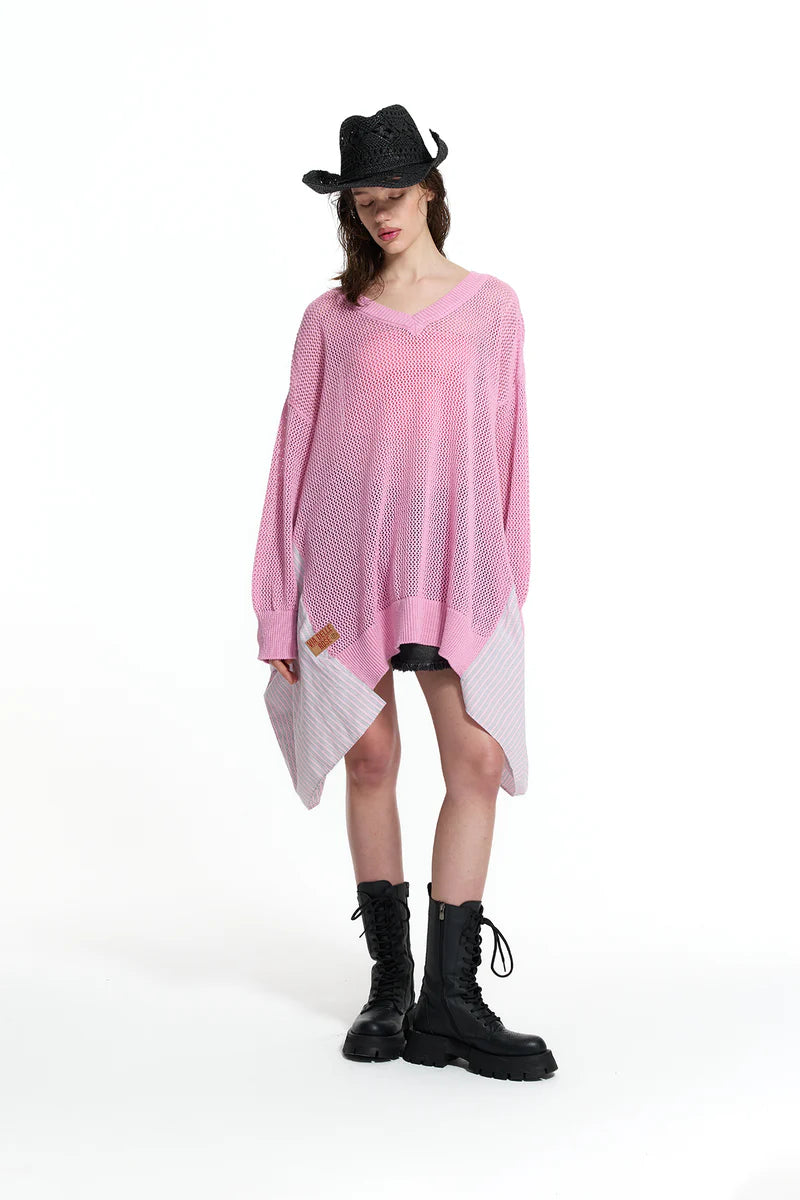 CAMISOLA VDR DE MALHA DECOTE EM V COM FOLHO EM TECIDO RISCAS - Carla Valente