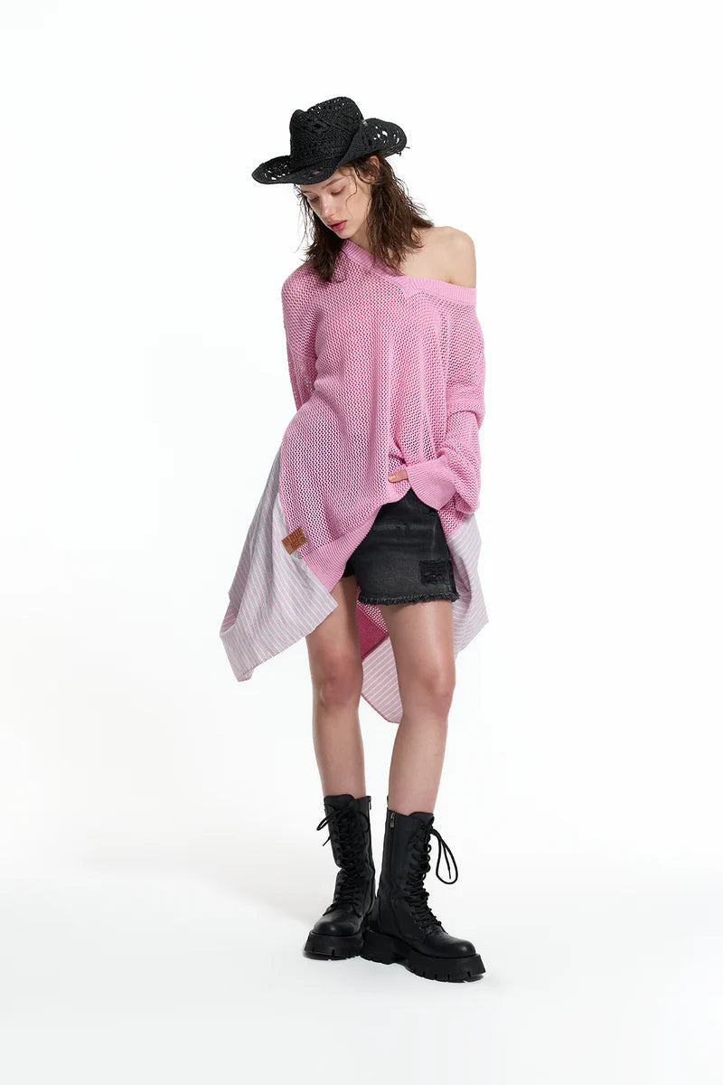 CAMISOLA VDR DE MALHA DECOTE EM V COM FOLHO EM TECIDO RISCAS - Carla Valente