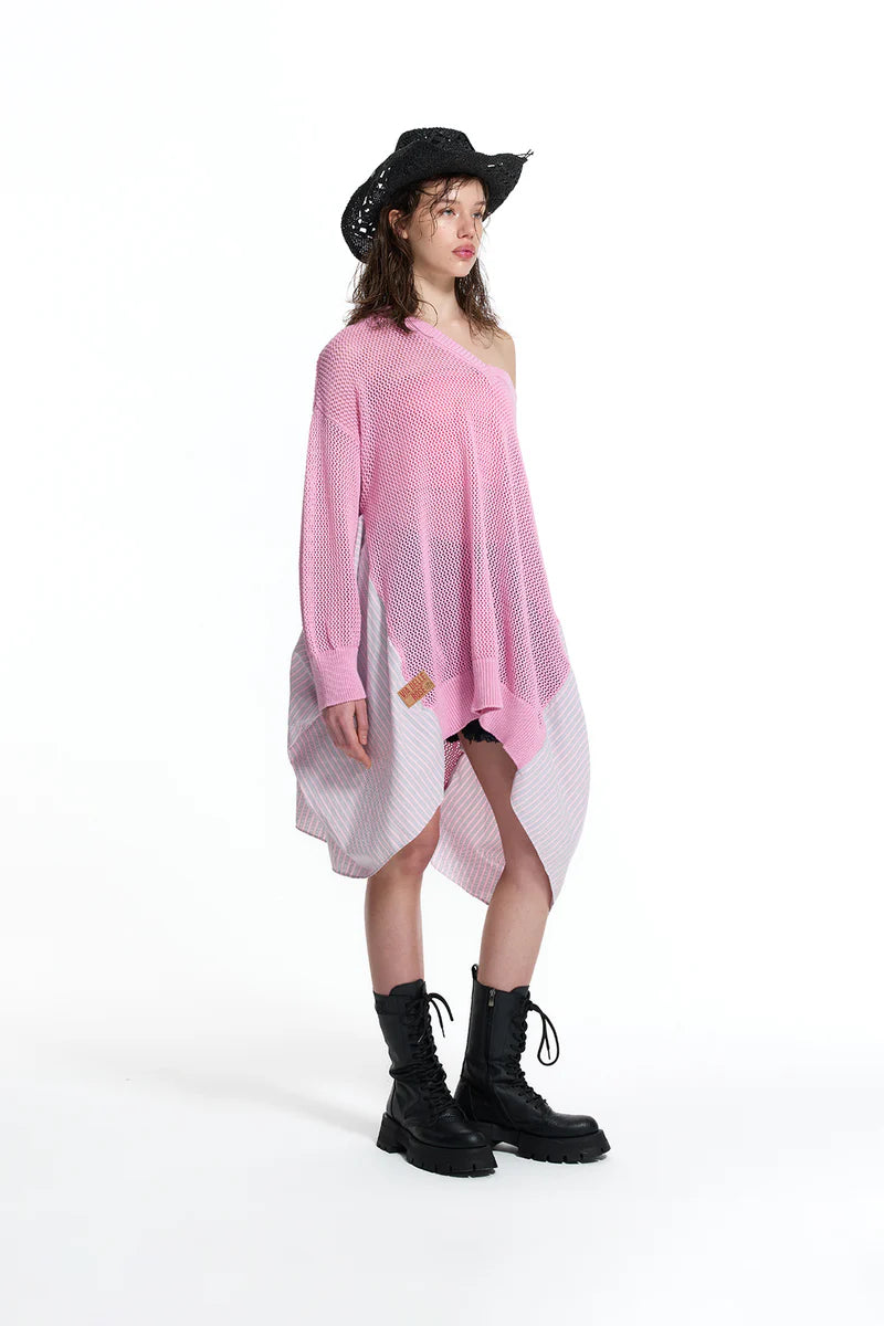 CAMISOLA VDR DE MALHA DECOTE EM V COM FOLHO EM TECIDO RISCAS - Carla Valente