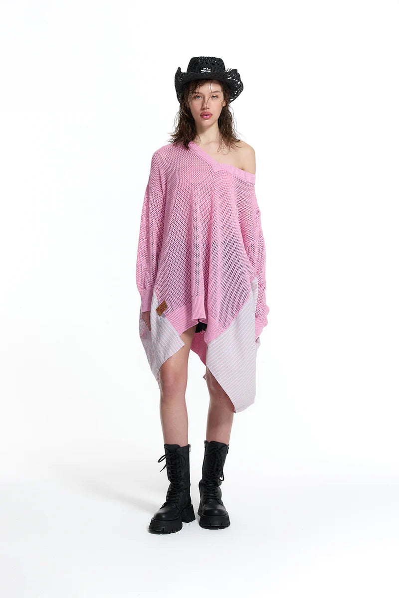 CAMISOLA VDR DE MALHA DECOTE EM V COM FOLHO EM TECIDO RISCAS - Carla Valente