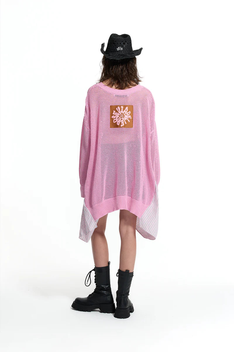 CAMISOLA VDR DE MALHA DECOTE EM V COM FOLHO EM TECIDO RISCAS - Carla Valente