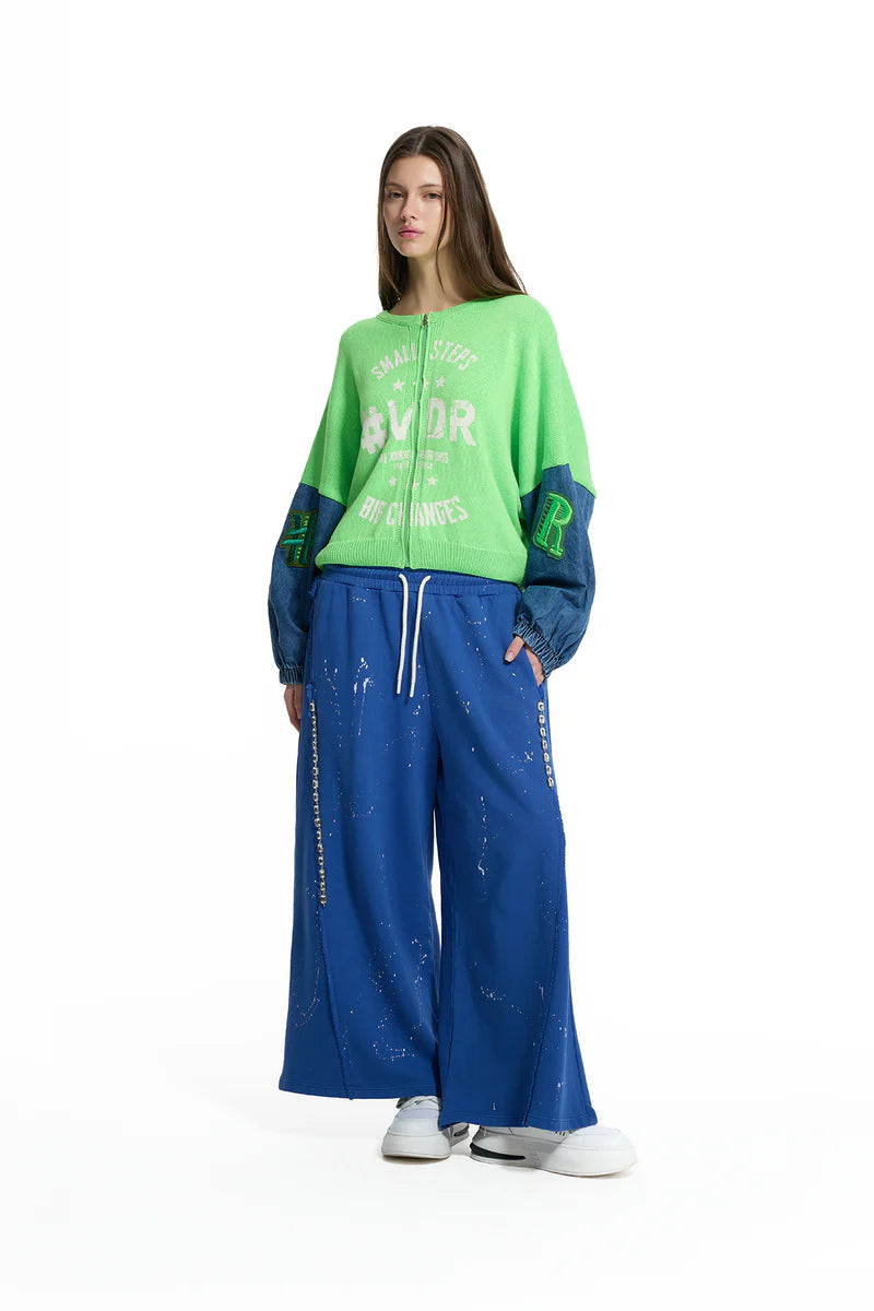 CASACO VDR DE MALHA COM MANGA EM JEANS - Carla Valente