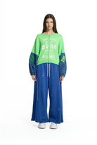 CASACO VDR DE MALHA COM MANGA EM JEANS - Carla Valente