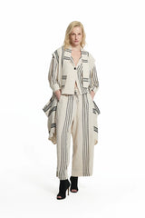 CASACO VDR COMPRIDO DE LINHO  COM RISCAS - Carla Valente