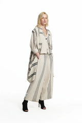 CASACO VDR COMPRIDO DE LINHO  COM RISCAS - Carla Valente