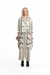 CASACO VDR COMPRIDO DE LINHO  COM RISCAS - Carla Valente