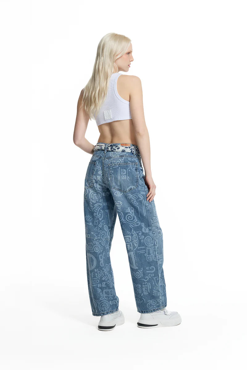 CALÇAS VDR ESTAMPA MNGRM COM LENÇO NA CINTURA - Carla Valente