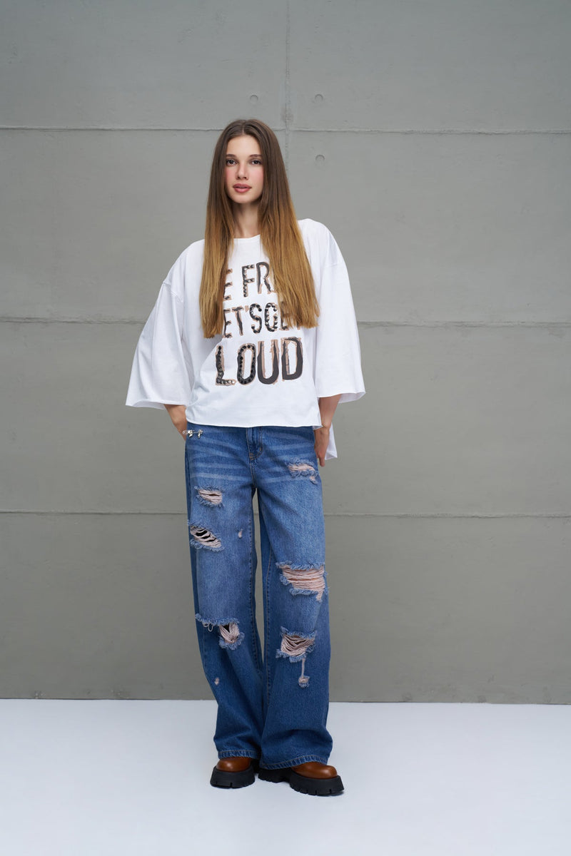 T-SHIRT VDR OVERSIZED  “BE FREE LET’S BE - Carla Valente