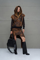 SWEATSHIRT VDR CAPUZ CAVEADA EFEITO PELE - Carla Valente