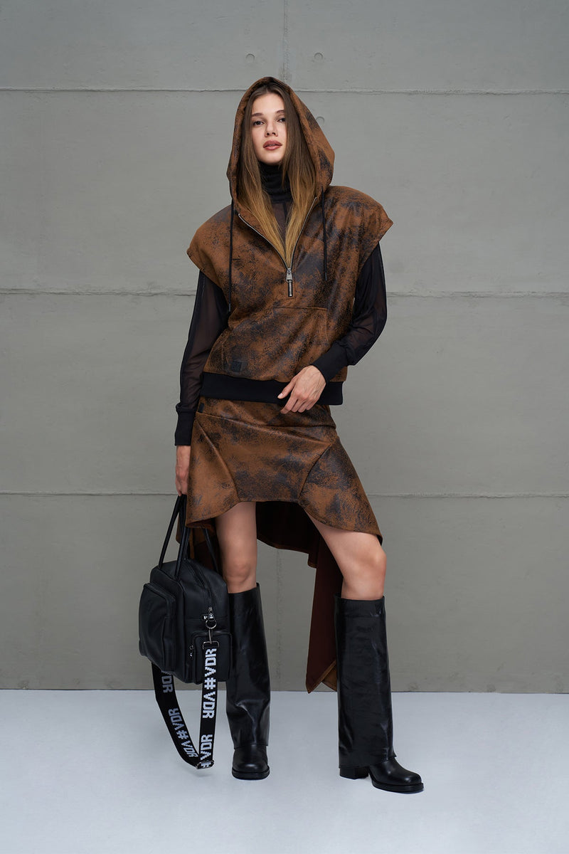 SWEATSHIRT VDR CAPUZ CAVEADA EFEITO PELE - Carla Valente