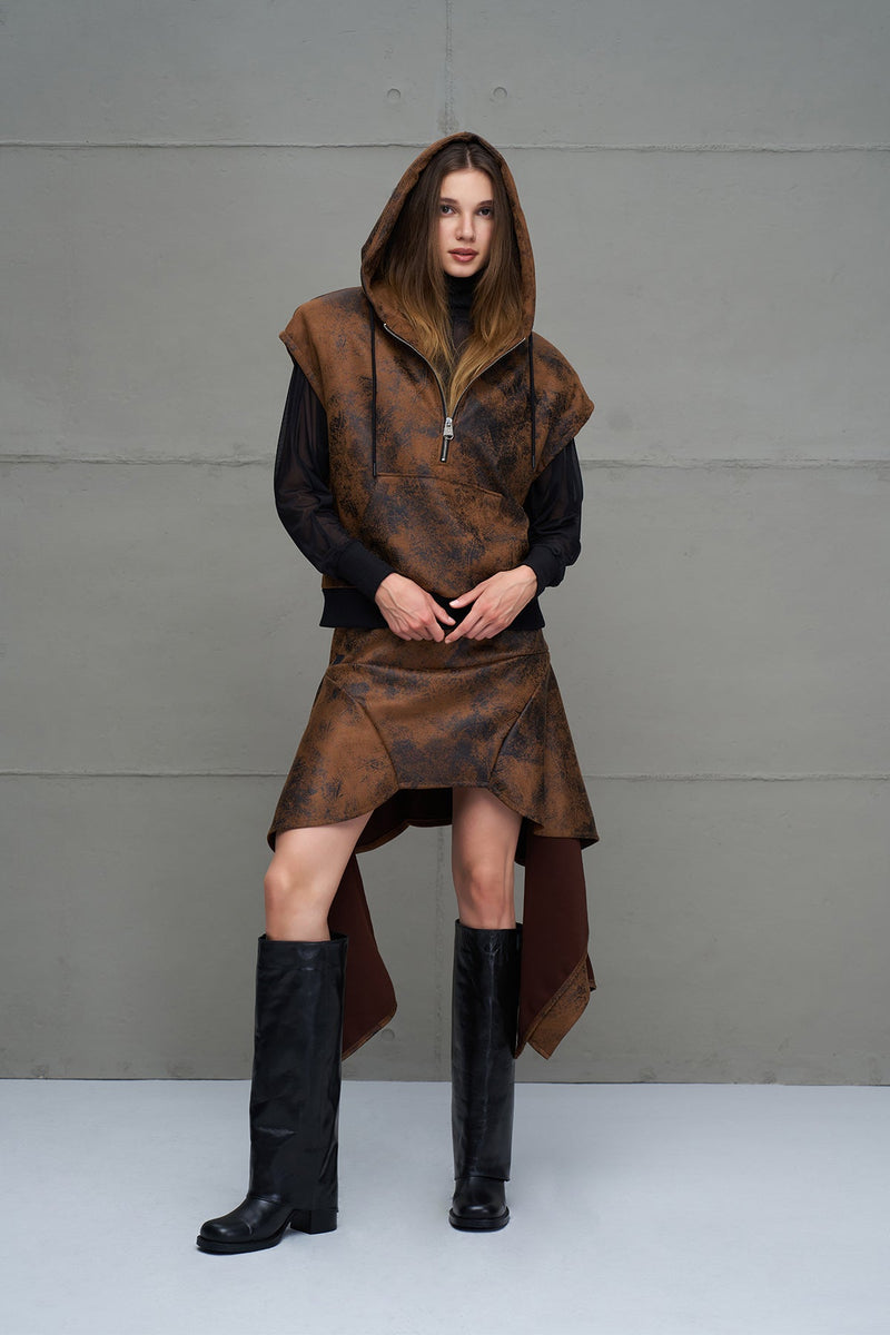 SWEATSHIRT VDR CAPUZ CAVEADA EFEITO PELE - Carla Valente