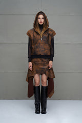 SWEATSHIRT VDR CAPUZ CAVEADA EFEITO PELE - Carla Valente