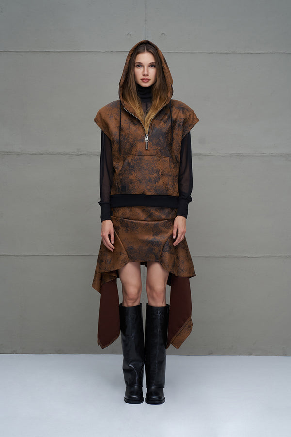 SWEATSHIRT VDR CAPUZ CAVEADA EFEITO PELE - Carla Valente