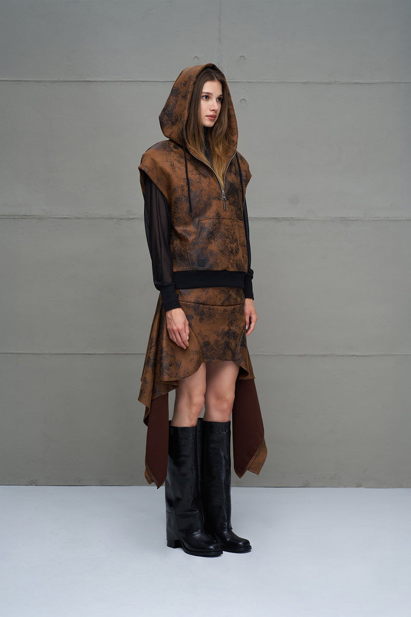 SWEATSHIRT VDR CAPUZ CAVEADA EFEITO PELE - Carla Valente