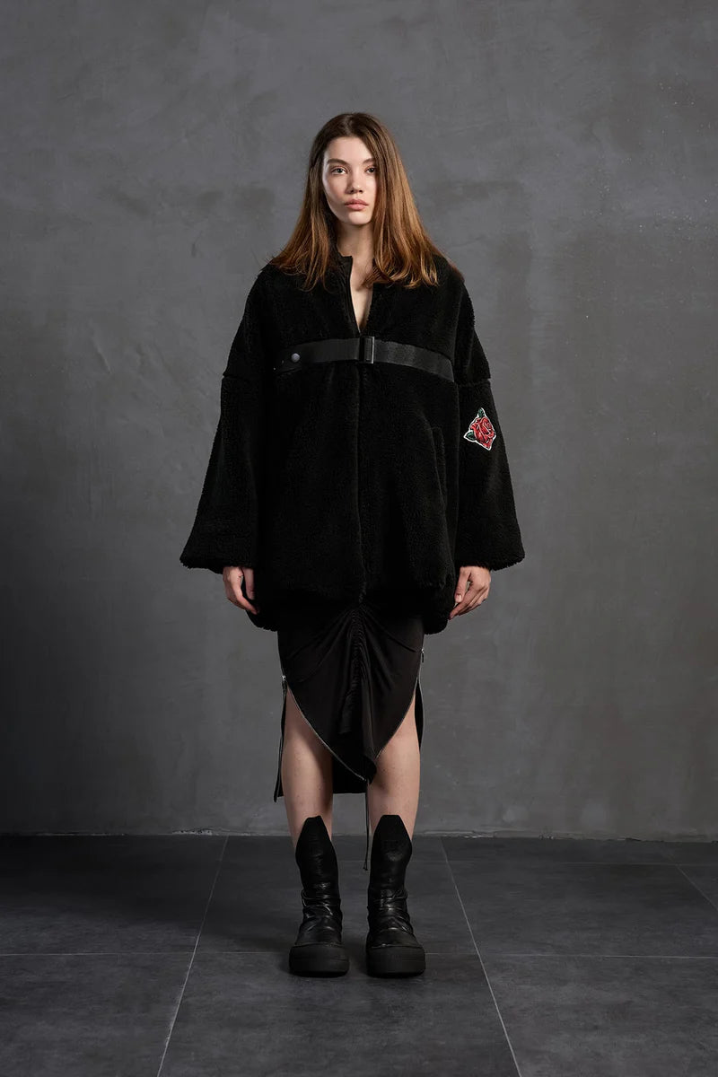 CASACO VDR OVERSIZE FAKE FUR COM CINTO