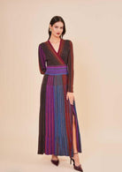 VESTIDO OTIMA LONGO DE MALHA CO DECOTE EM V MANGA COMPRIDA - Carla Valente