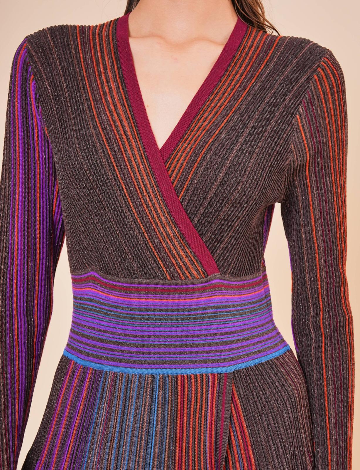VESTIDO OTIMA LONGO DE MALHA CO DECOTE EM V MANGA COMPRIDA - Carla Valente