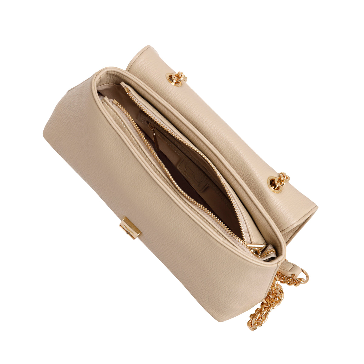 CARTEIRA BY BYBLOS FLAP CORRENTE METALICA — Creme — vista complementar