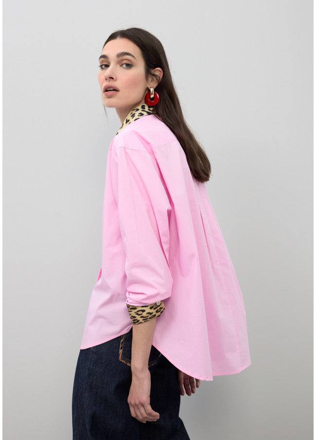 CAMISA LOLA CASADEMUNT EM POPELINE COM PUNHOS E GOLA ANML PRINT - Carla Valente