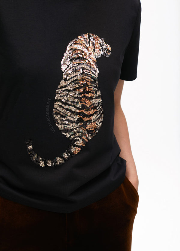 T-SHIRT LOLA CASADMNT TIGRE EM LANTEJOULAS - Carla Valente
