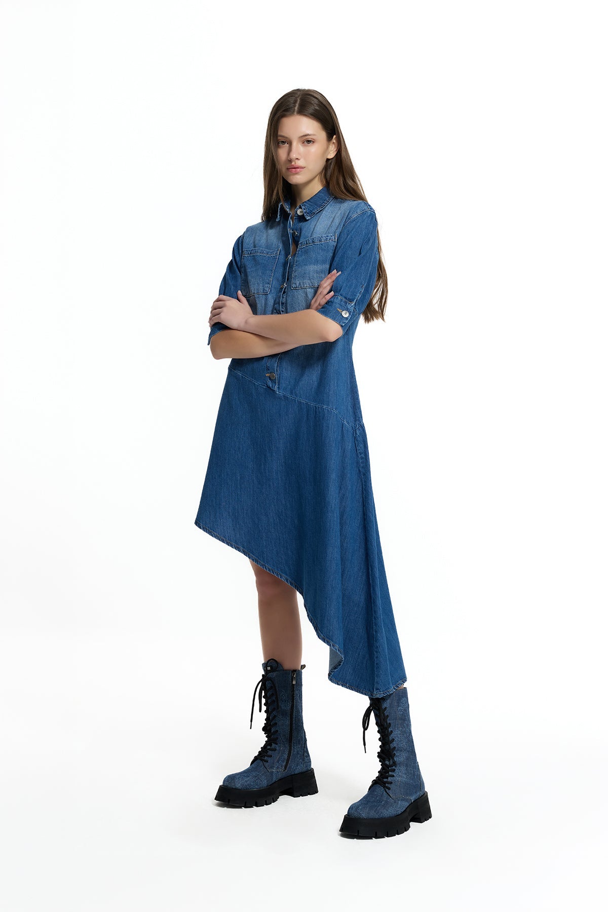 VESTIDO VDR CAMISEIRO GANGA ASSIMÉTRICO C/ CINTO - Carla Valente
