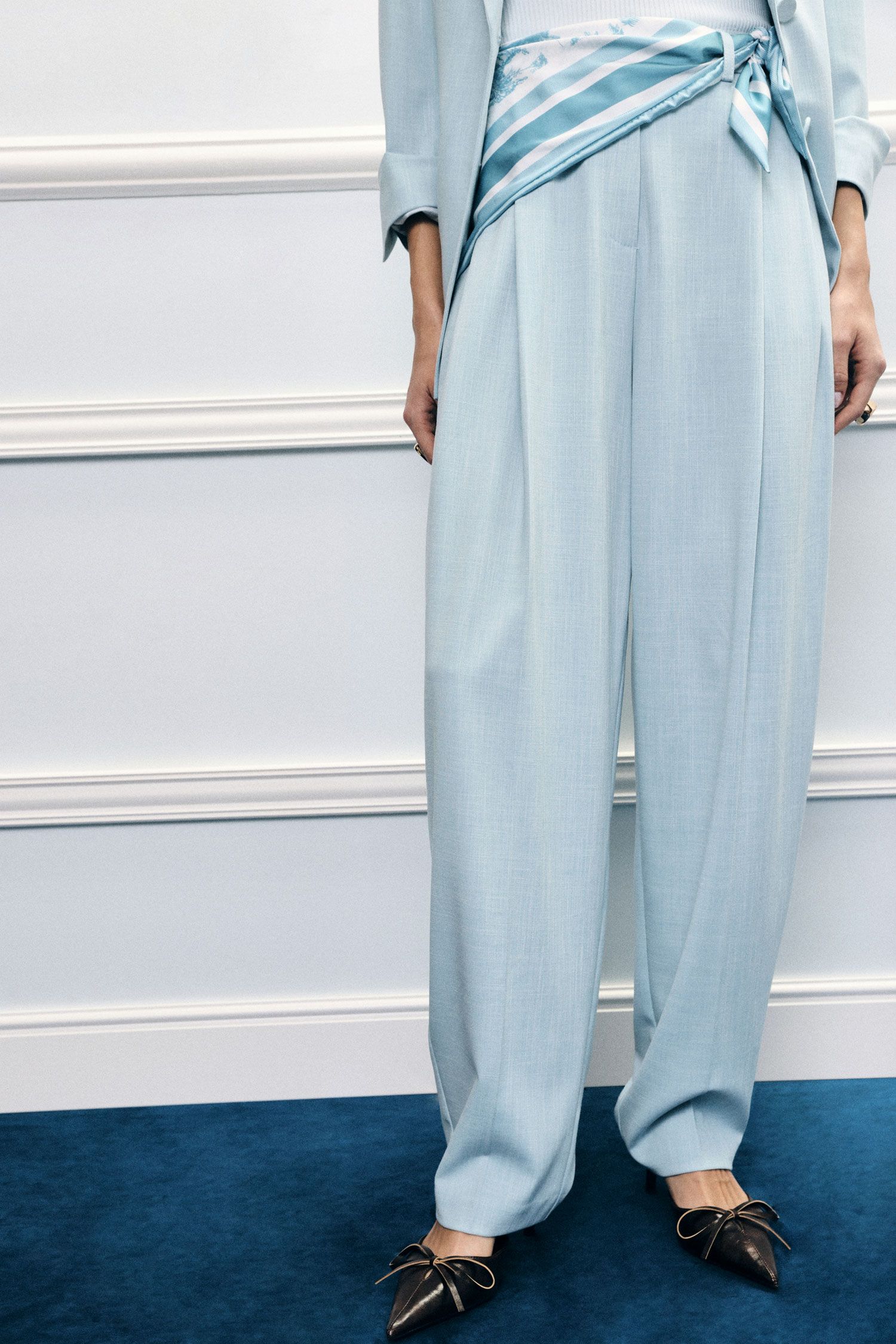 CALÇA IMPERIAL PALAZZO CINTA SUBIDA C/DETALHE LENÇO - Carla Valente