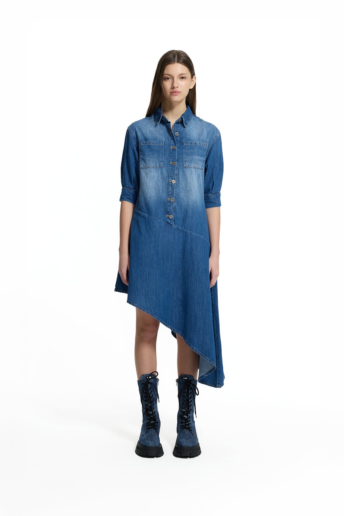 VESTIDO VDR CAMISEIRO GANGA ASSIMÉTRICO C/ CINTO - Carla Valente